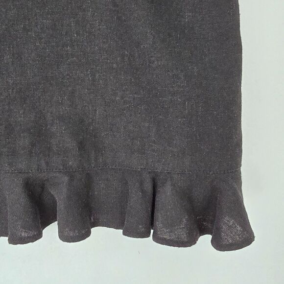 Mary McFadden Collection Womens 12 Black Linen Blend Ruffle Neck Sheath Dress - Picture 8 of 14